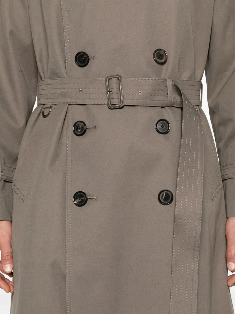 Caruso double-breasted belted trench coat Grijs