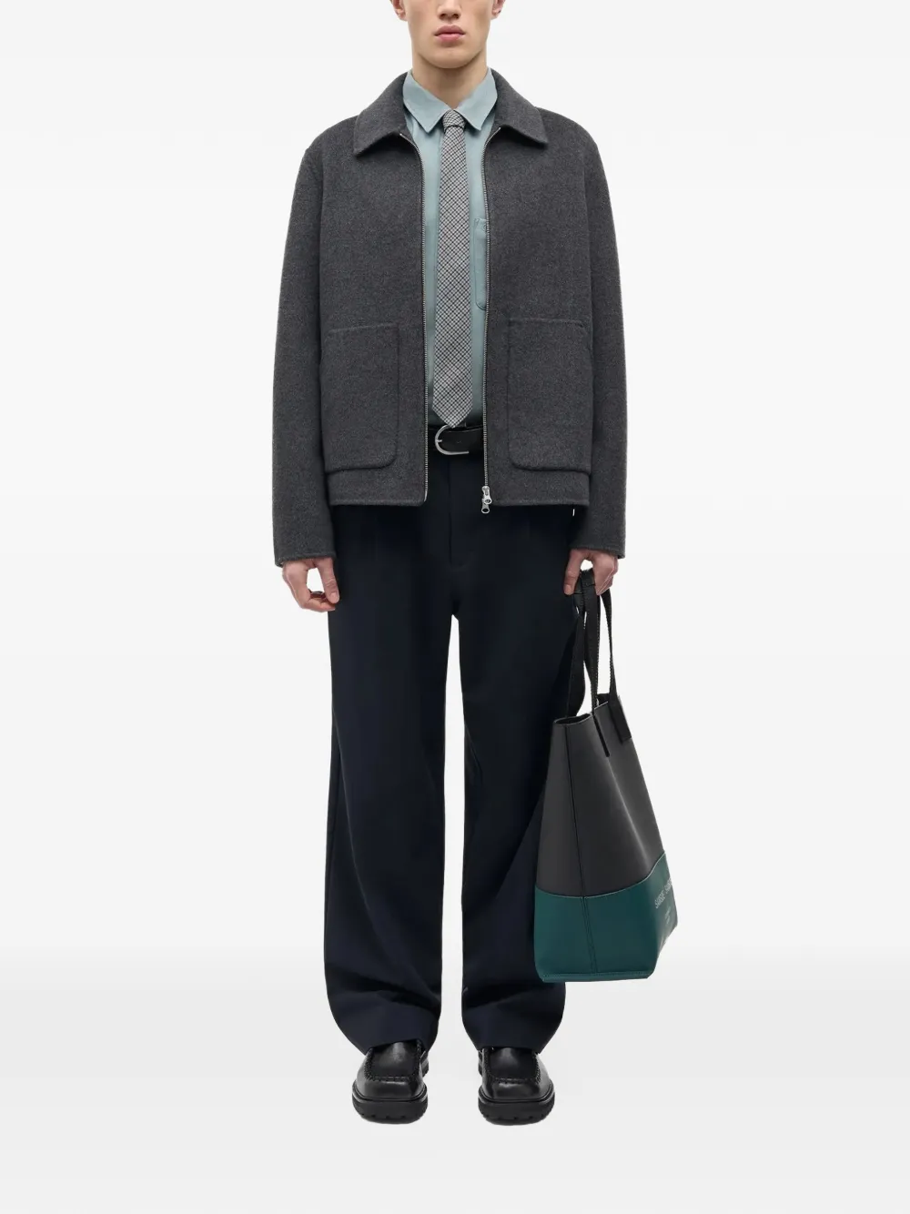 SAMSOE Sapaulo zip-up collared jacket Grijs