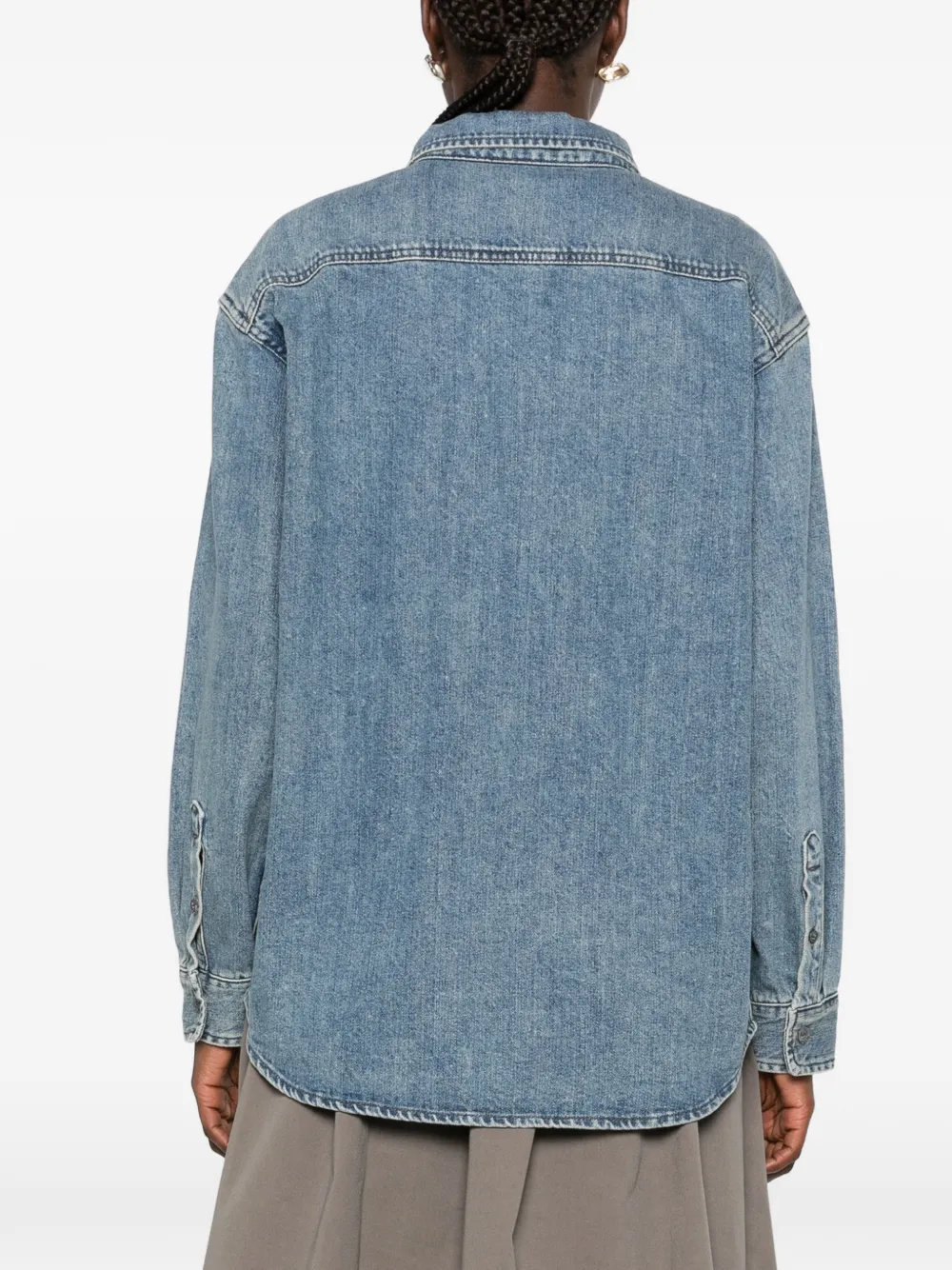 Low Classic faded-effect denim shirt Blauw