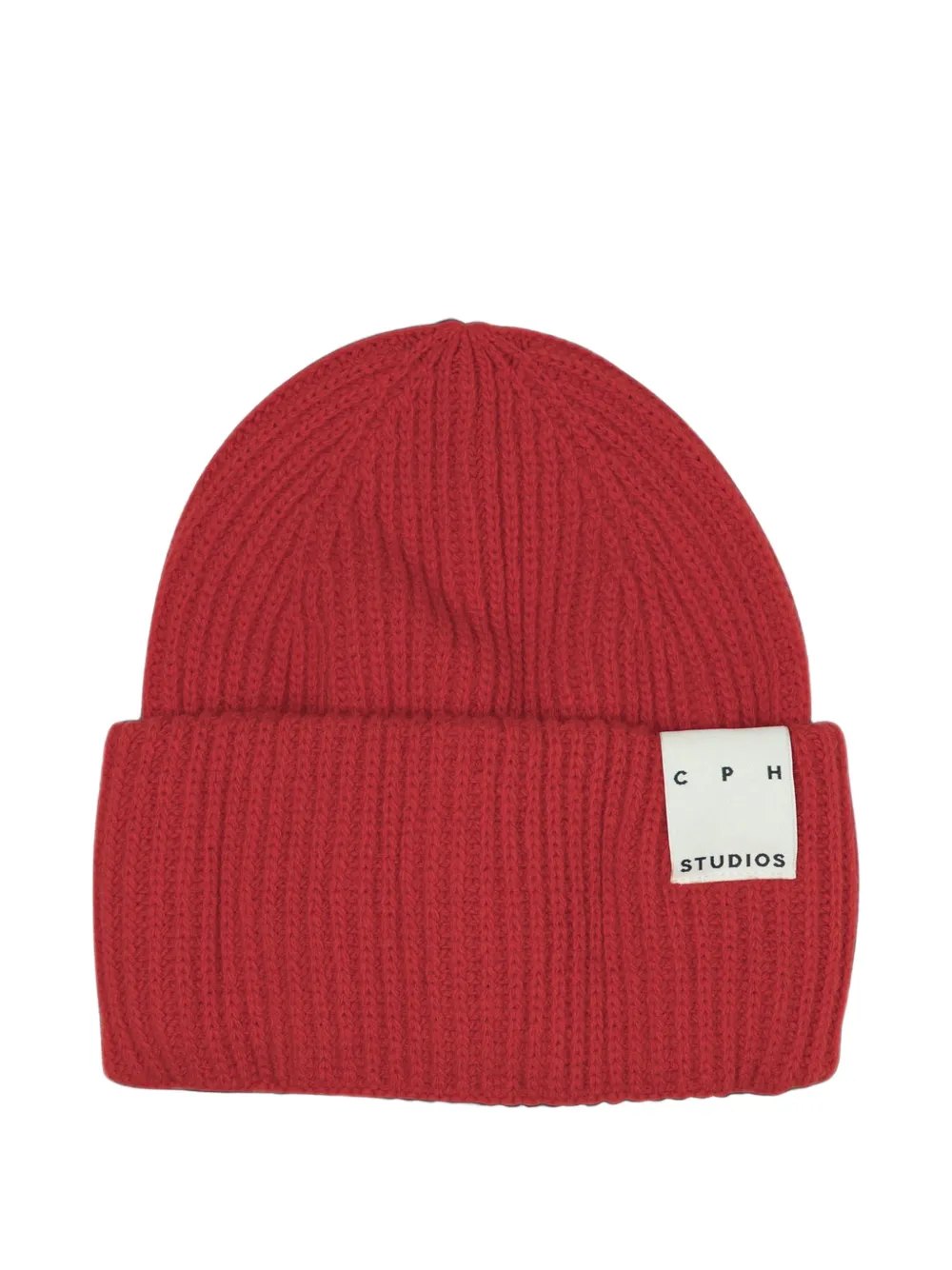 Copenhagen logo-patch ribbed-knit beanie hat - Rosso