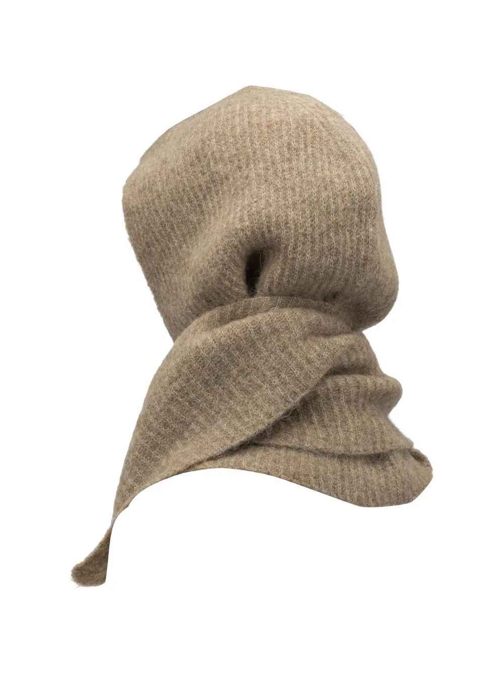 Maison Kitsuné hooded knitted scarf Bruin