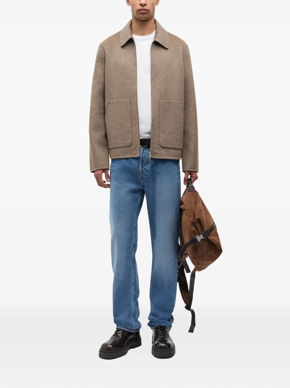 SAMSOE Sapaulo zip-up patch-pocket jacket Beige