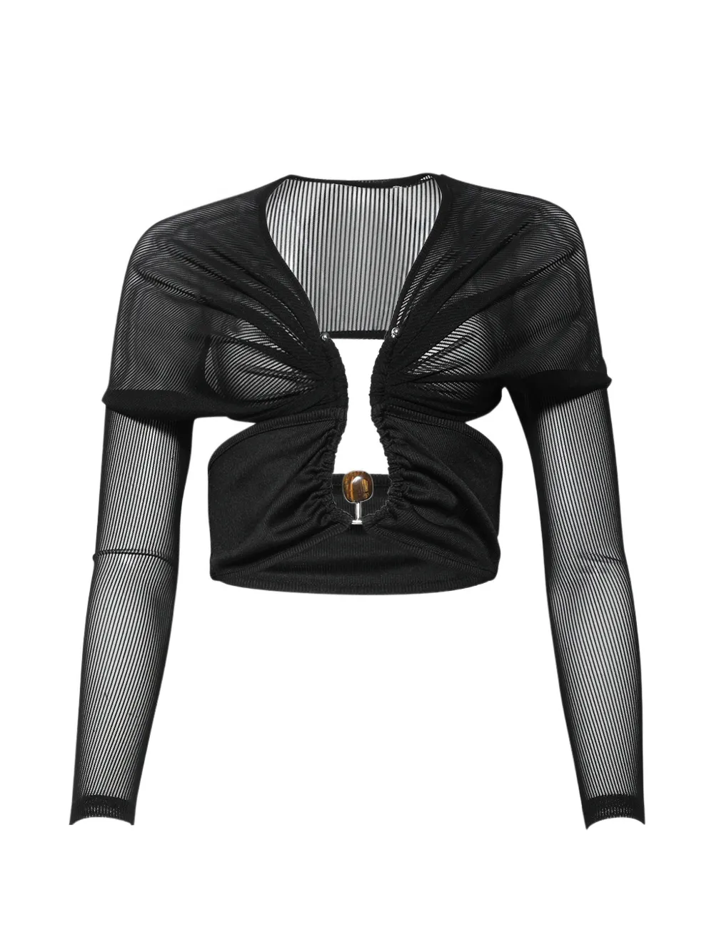 Christopher Esber Orbit sheer rib crop top - Black