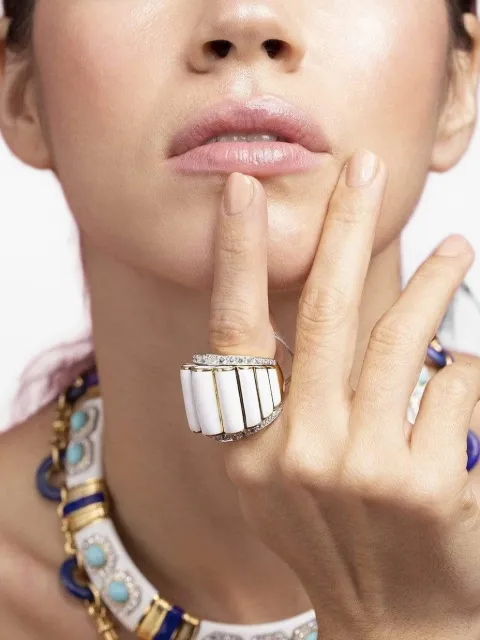 David Webb Scallop diamond ring