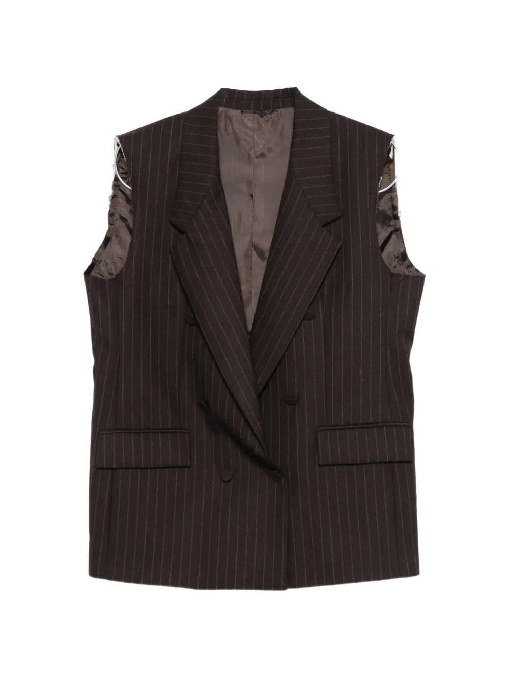 MARSEM pinstripe double-breasted gilet - Braun