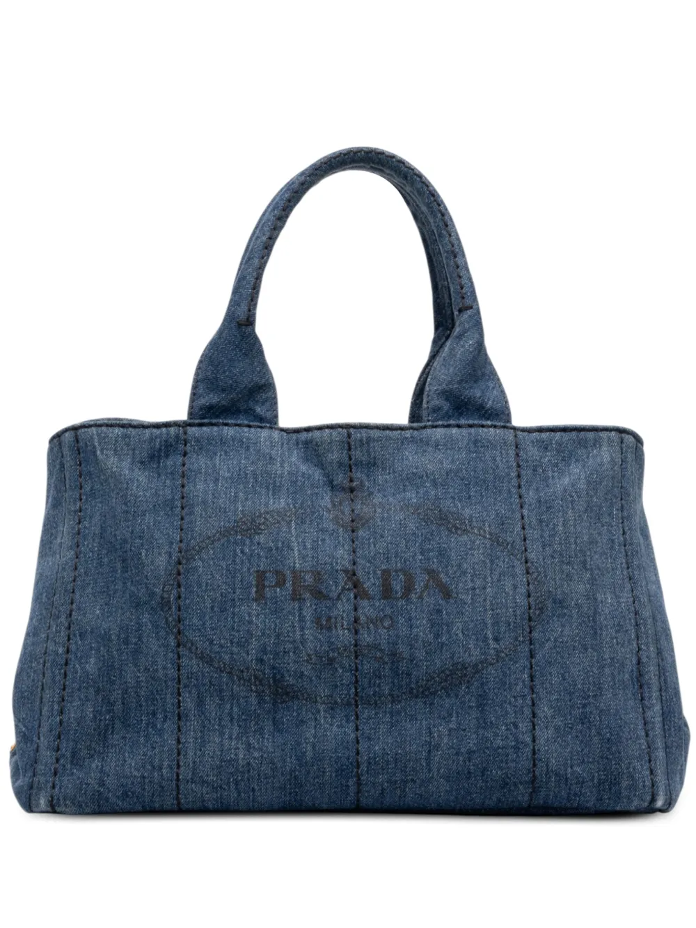Prada Pre-Owned 2013-2026 Denim Canapa Logo Tote satchel - Blu