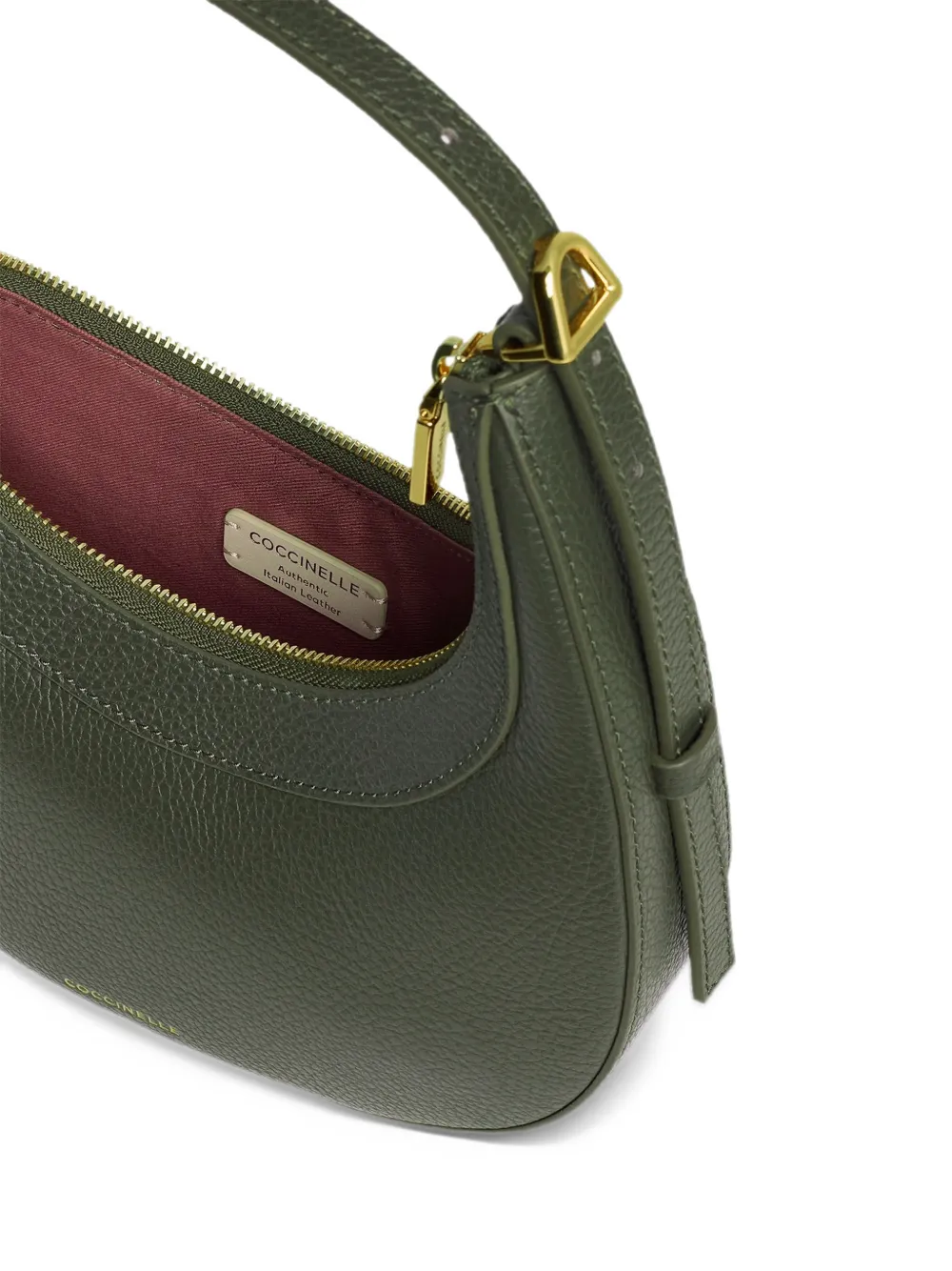 Coccinelle Mini Whisper grainy leather tote bag Groen