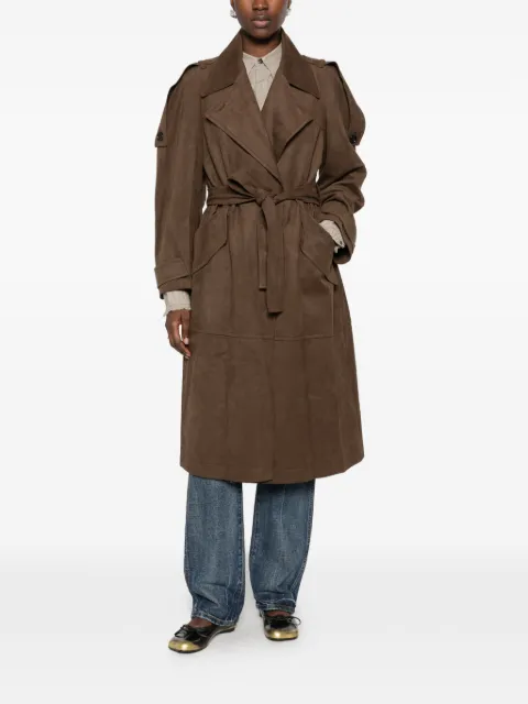 Low Classic belted faux-suede coat