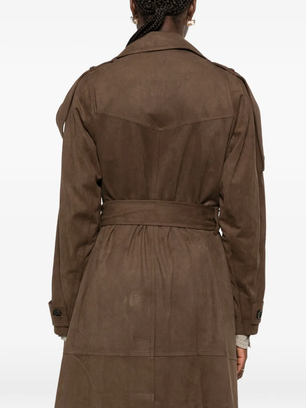 Low Classic belted faux-suede coat Bruin