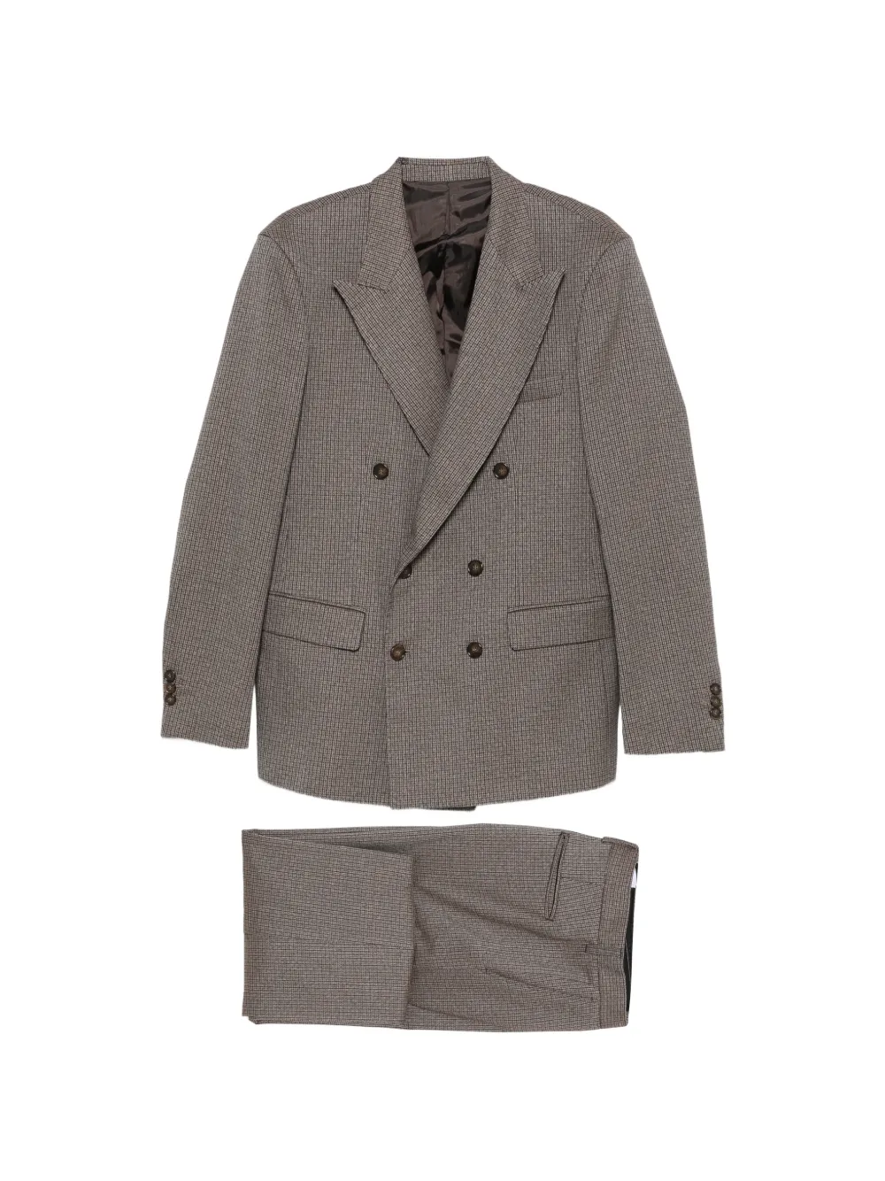 MARSEM double-breasted check-pattern suit - Marrone