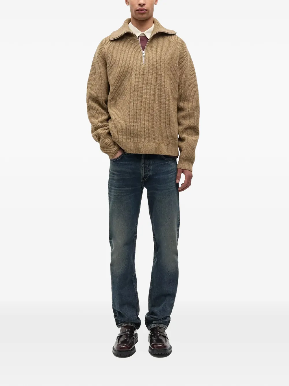 SAMSOE Sarick half-zip sweater Beige