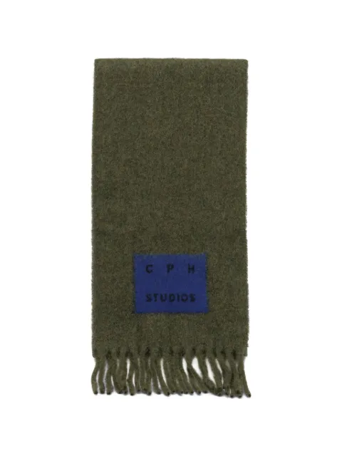 Copenhagen Studios logo-patch fringed scarf