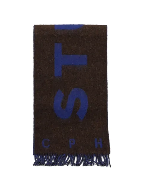 Copenhagen Studios logo-intarsia fringed-edge scarf