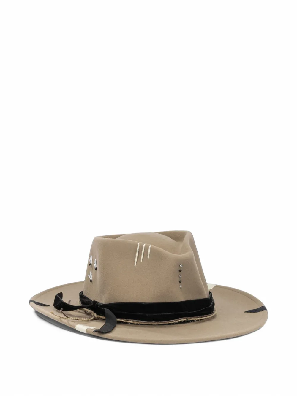 THE HAT GANG Courmyeur embellished wool hat - Nude