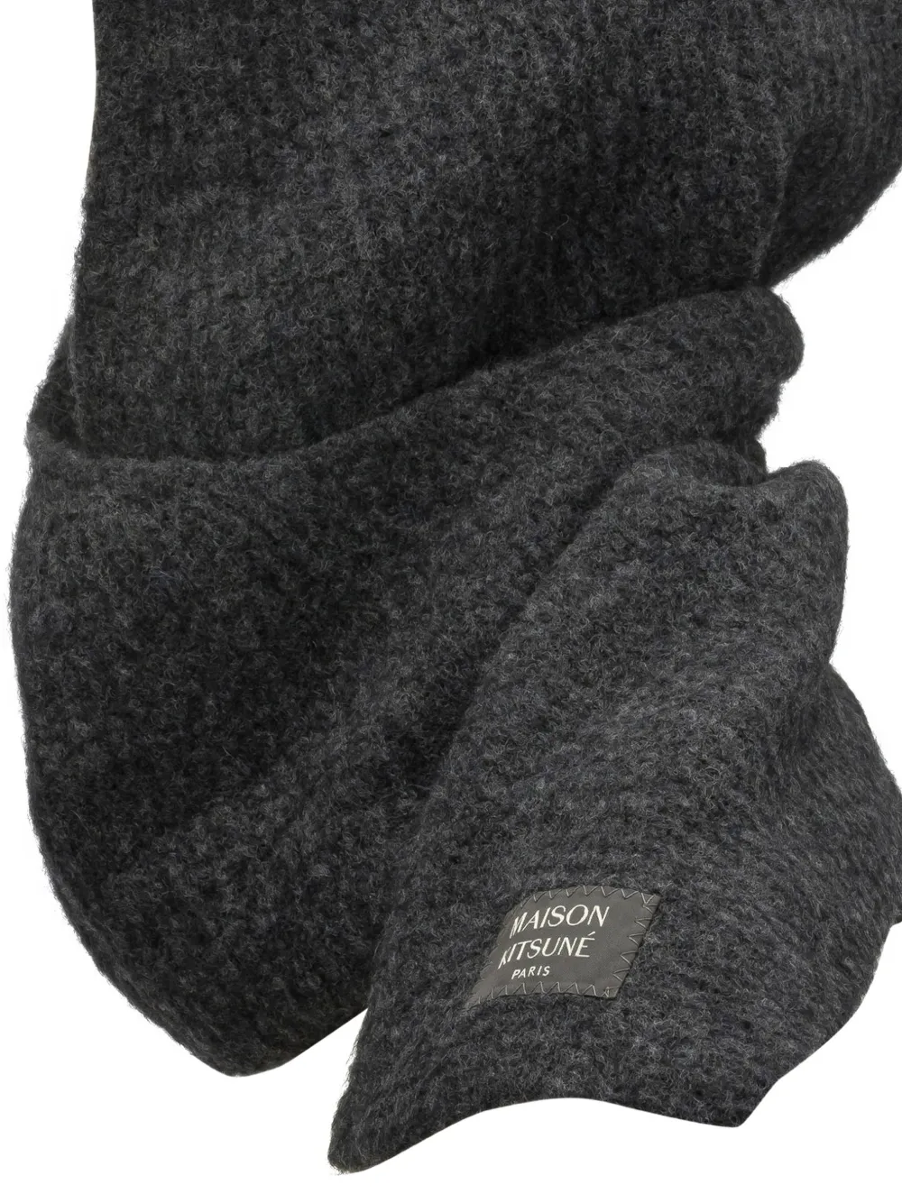Maison Kitsuné hooded knitted scarf Grijs