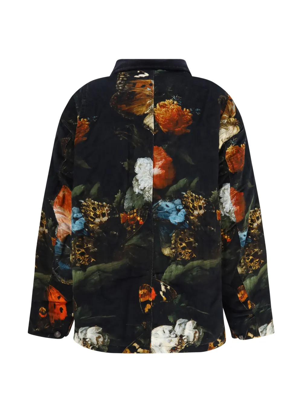 R13 butterfly-print cotton jacket Zwart