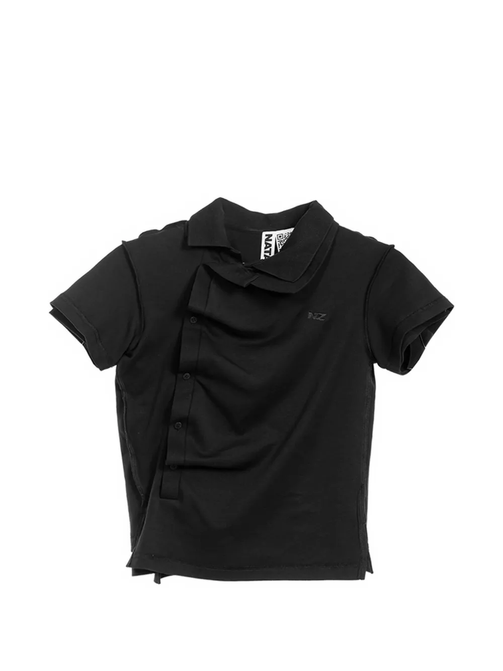 Natasha Zinko shrunken layered-effect polo shirt Zwart