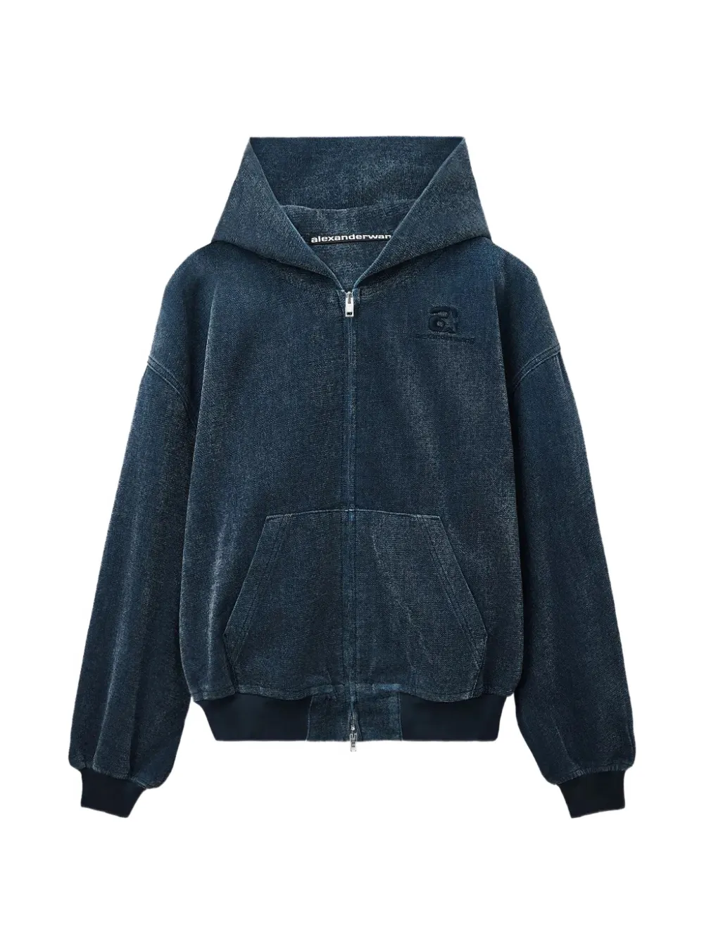 Alexander Wang brushed denim oversized hoodie - Blau