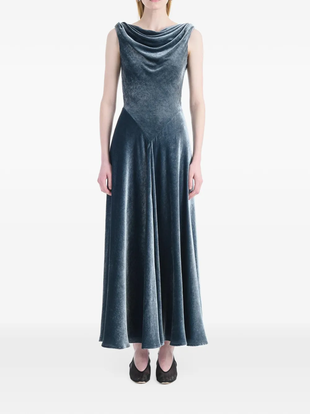 Altuzarra Drina velvet maxi dress Blauw