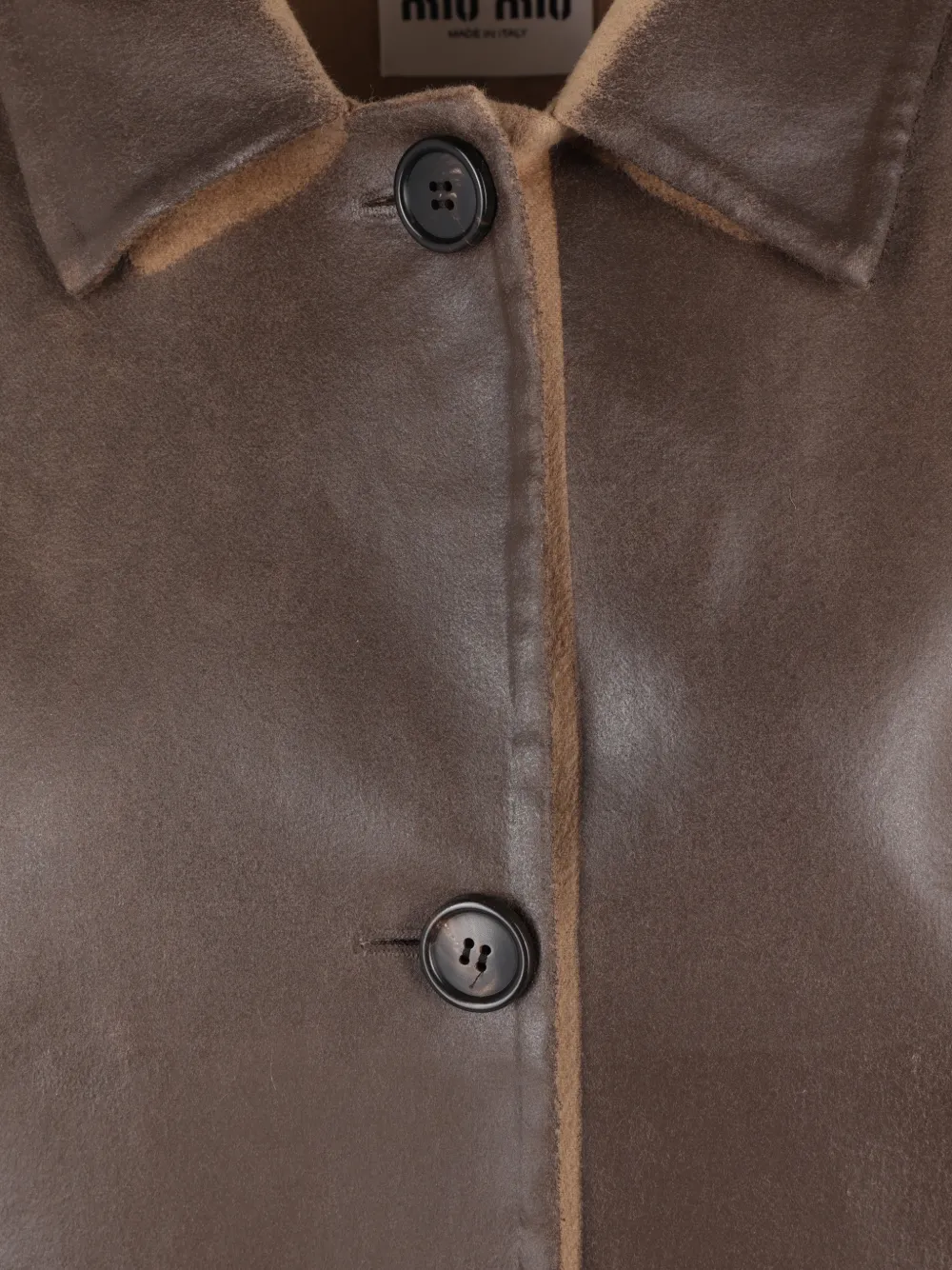 Miu long-sleeve button-down coat Bruin