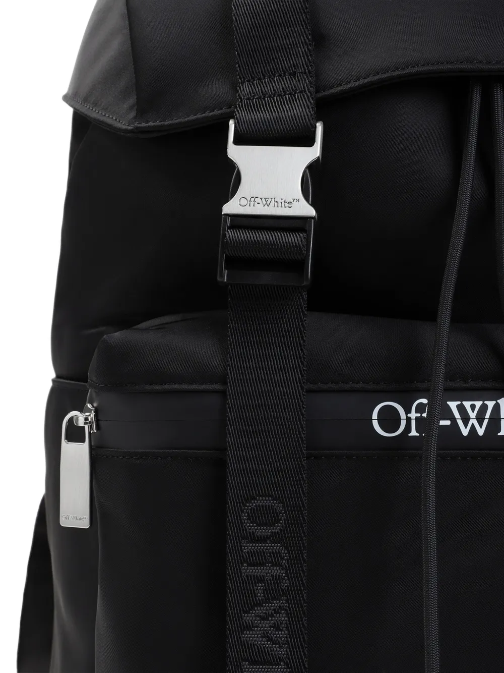 Off-White logo-print buckle-fastening backpack Zwart