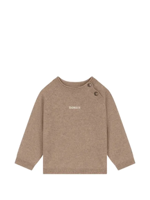 Donsje Collyns button-shoulder logo-embroidered sweater