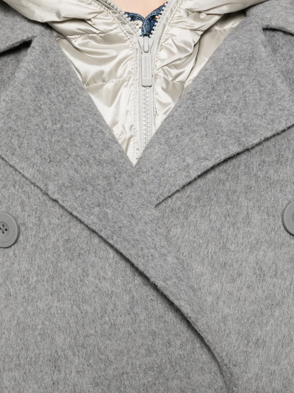 bomboogie double-breasted layered-hood coat Grijs