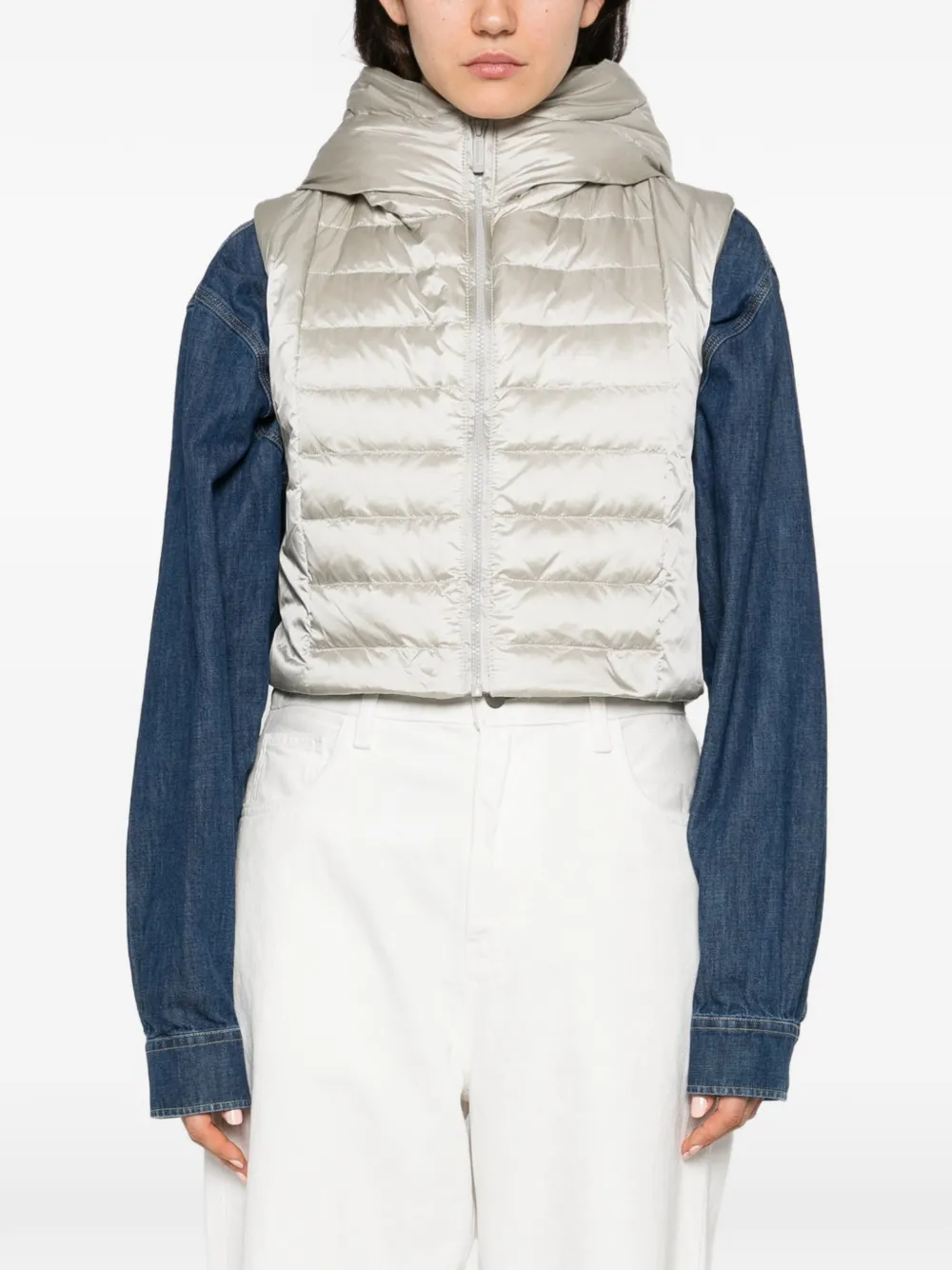 bomboogie double-breasted layered-hood coat Grijs