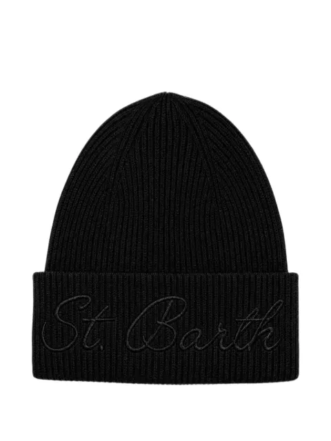 MC2 Saint Barth Moss alpaca wool blend beanie hat with logo embroidery