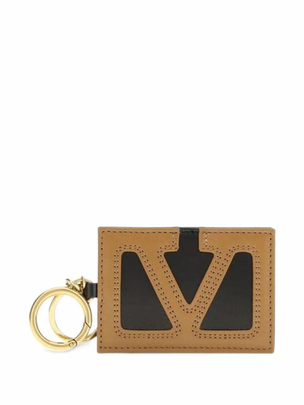 Valentino Garavani VLogo Signature leather keychain Beige