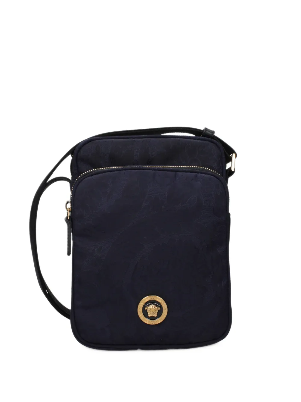 Versace Barocco-jacquard Medusa plaque messenger bag - Blu