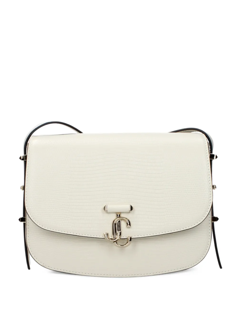 Jimmy Choo lizard-effect JC plaque crossbody bag - Bianco