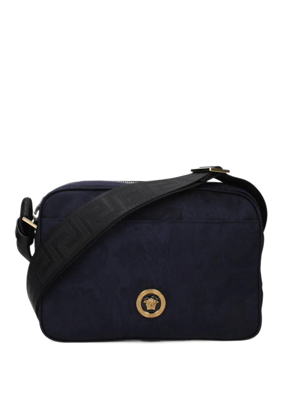 Versace Barocco-jacquard Medusa plaque messenger bag - Blau