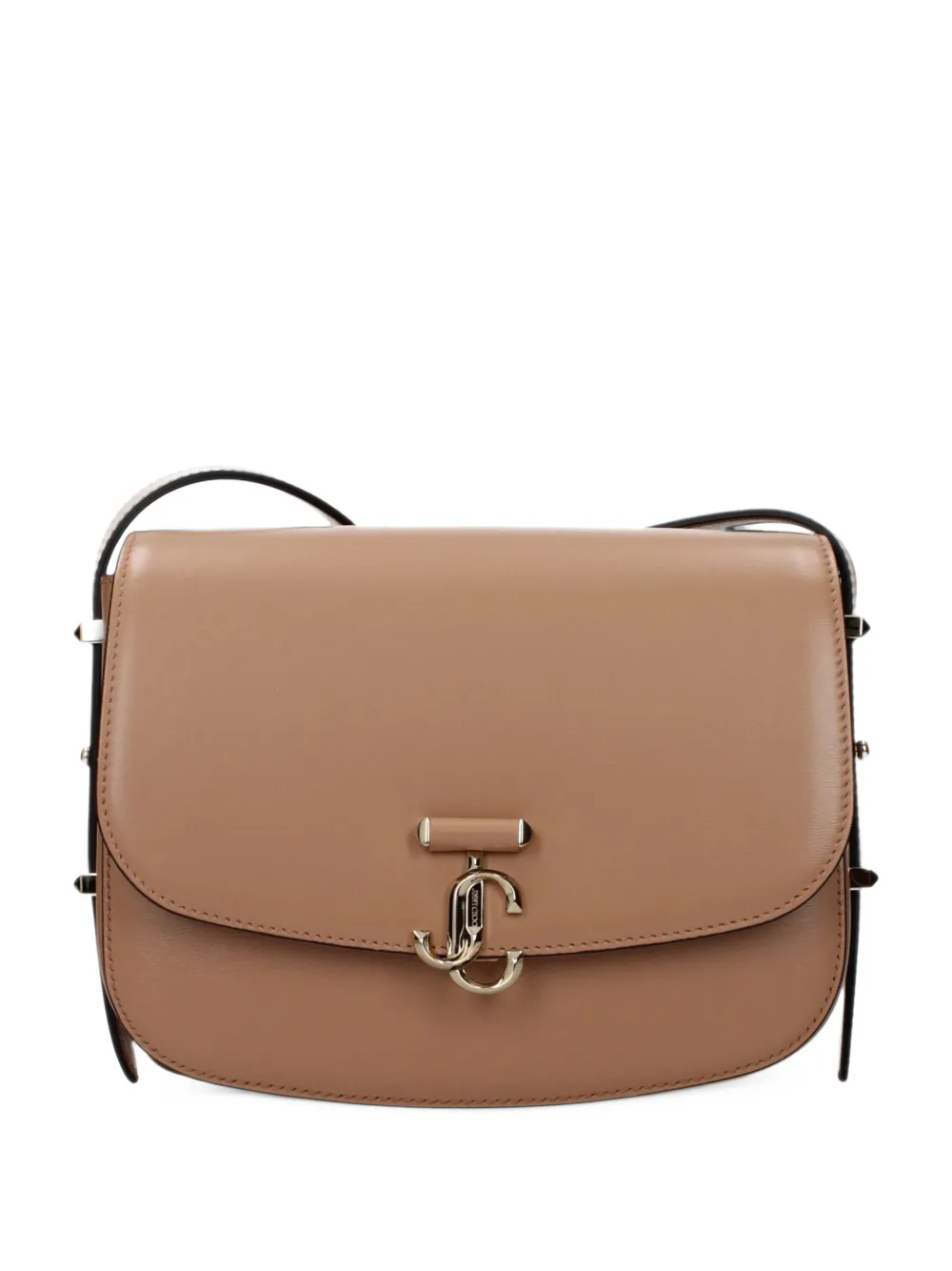 Jimmy Choo logo-plaque leather cross body bag - Marrone