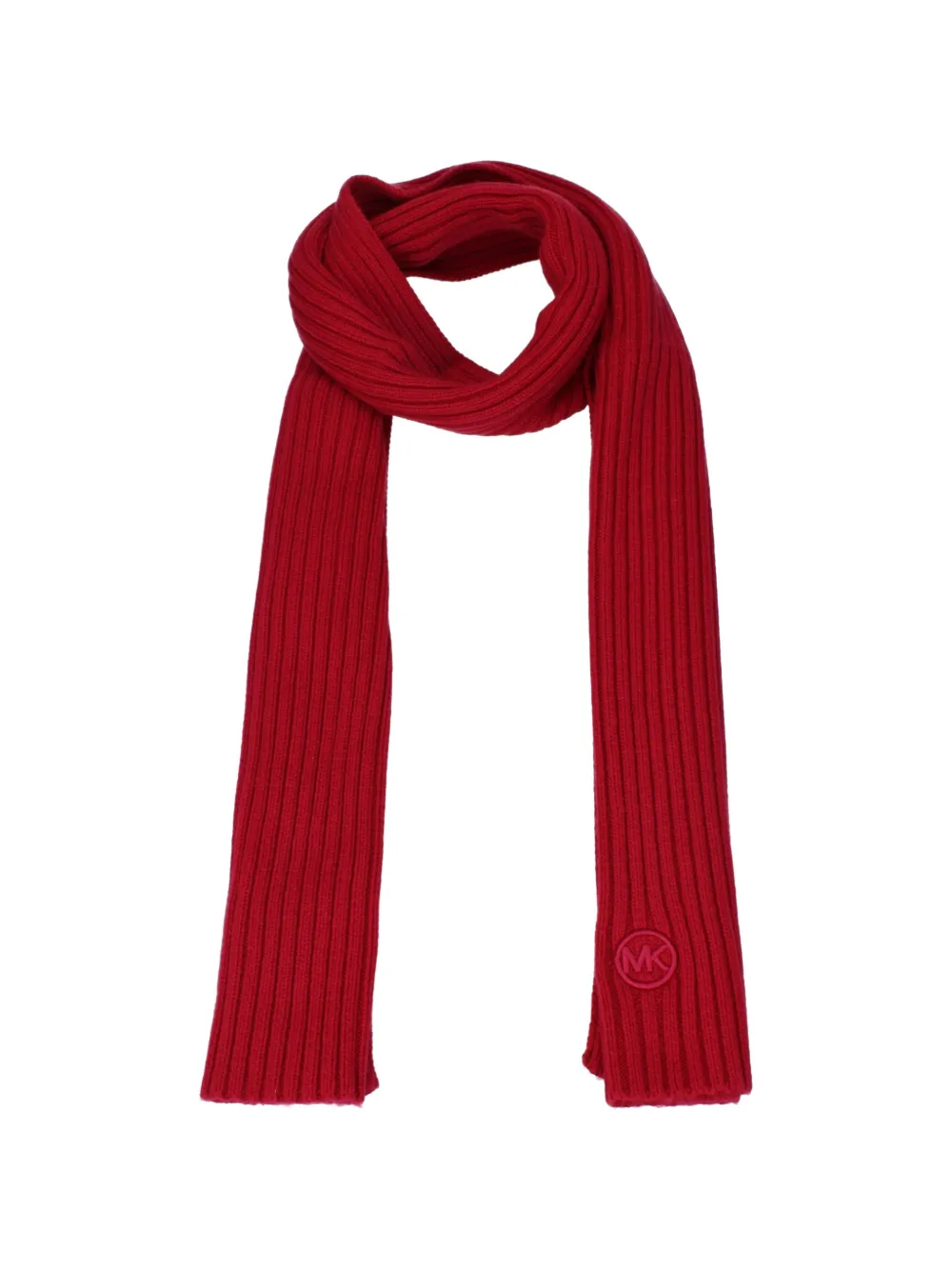 Michael Kors ribbed-knit logo-patch scarf Roze