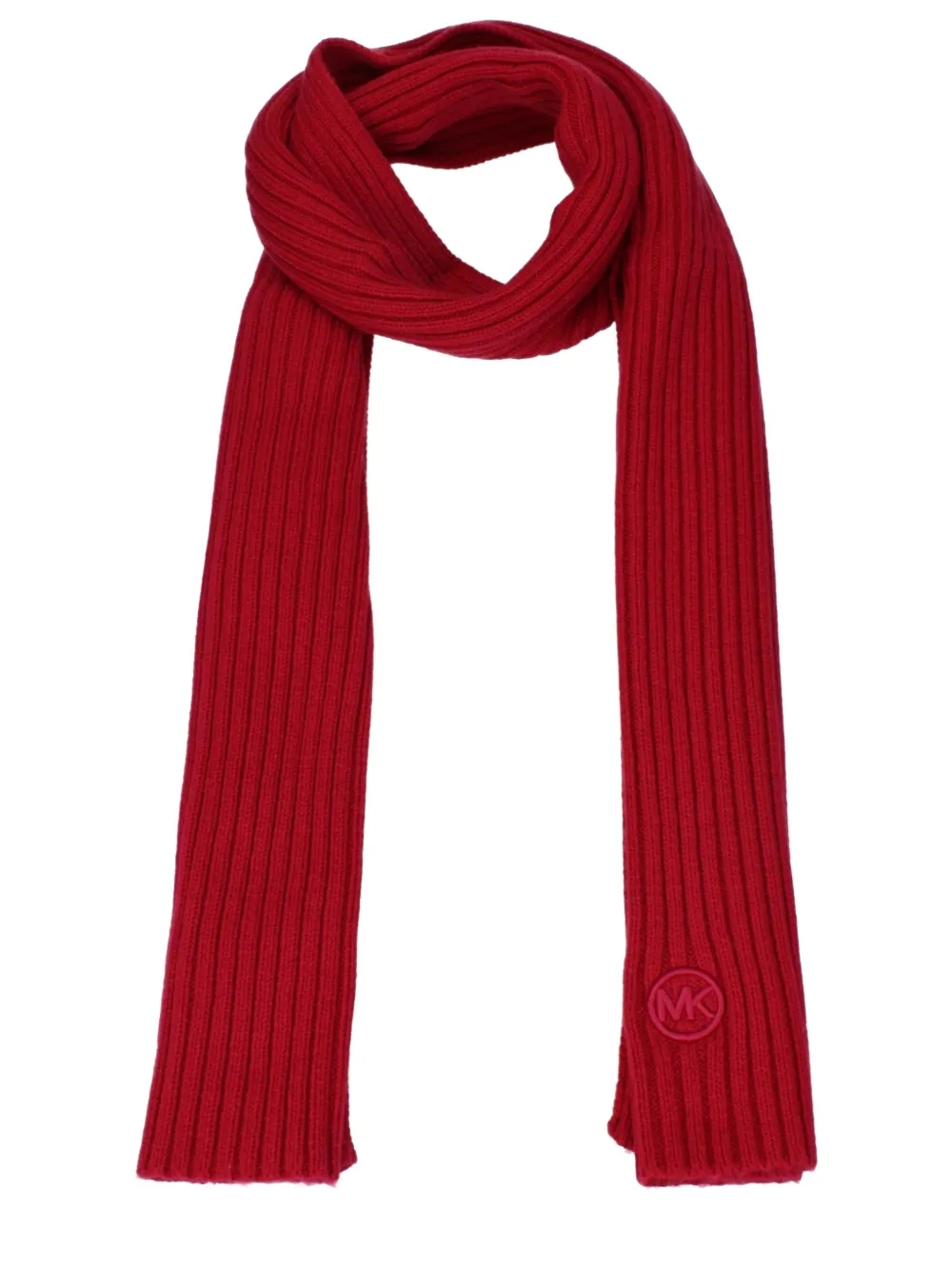 Michael Kors ribbed-knit logo-patch scarf Roze