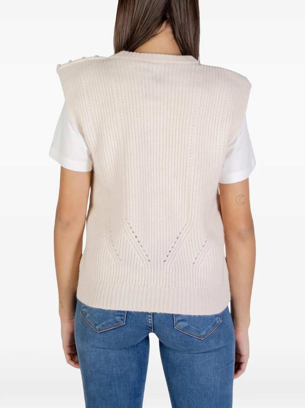 ICHI button-detail knitted vest Beige