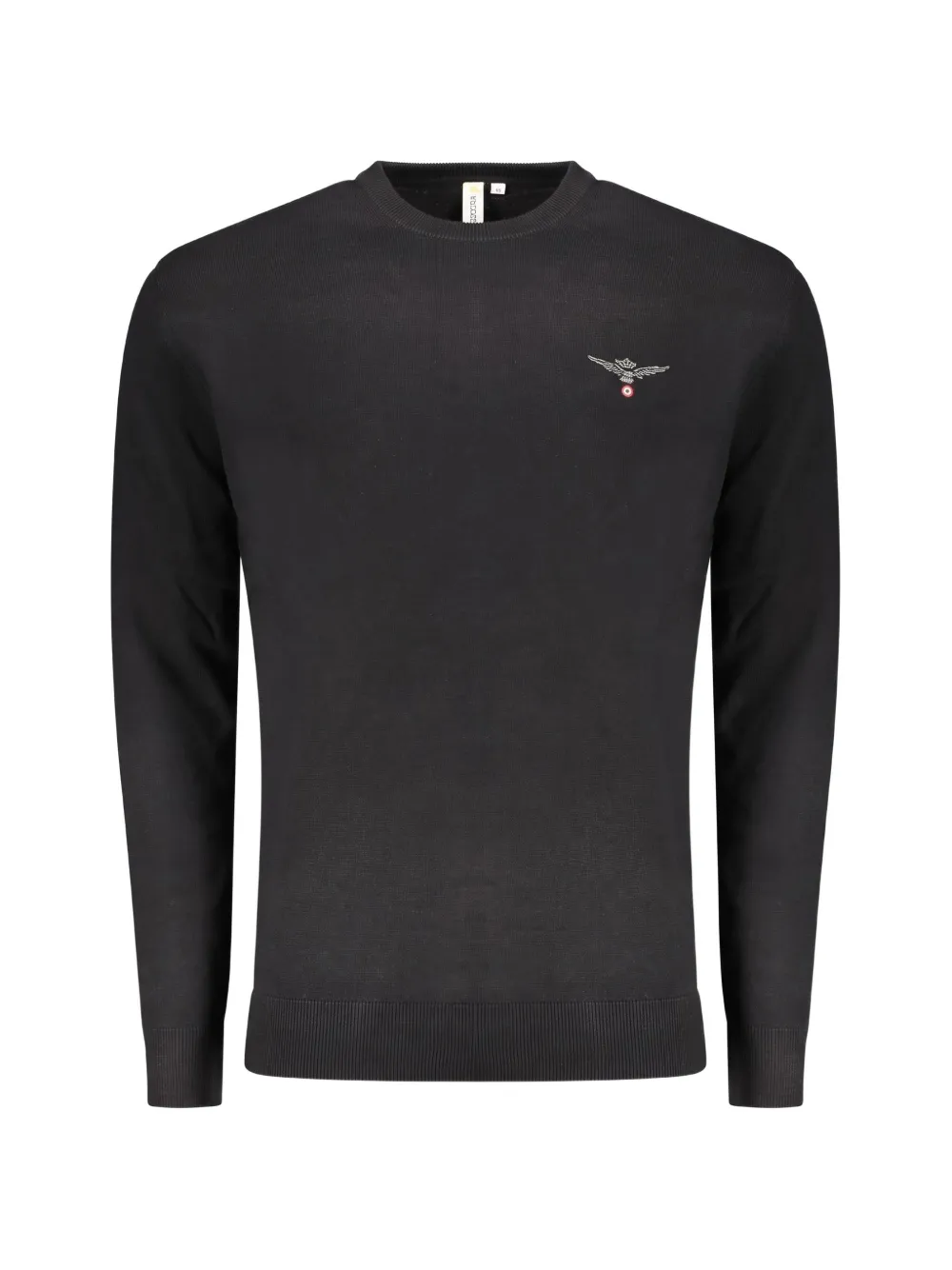 Aeronautica Militare logo-embroidered crew-neck sweater Zwart