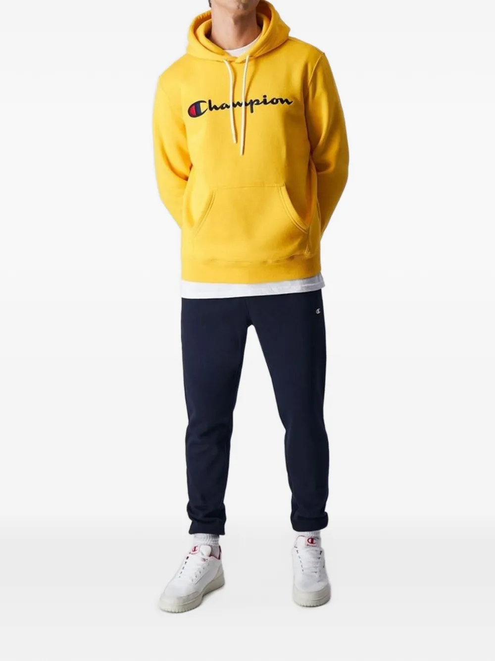 Champion logo-embroidered cotton hoodie Geel