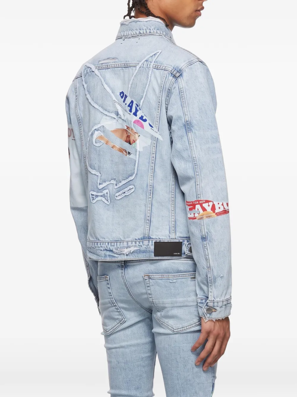 AMIRI patchwork denim jacket Blauw