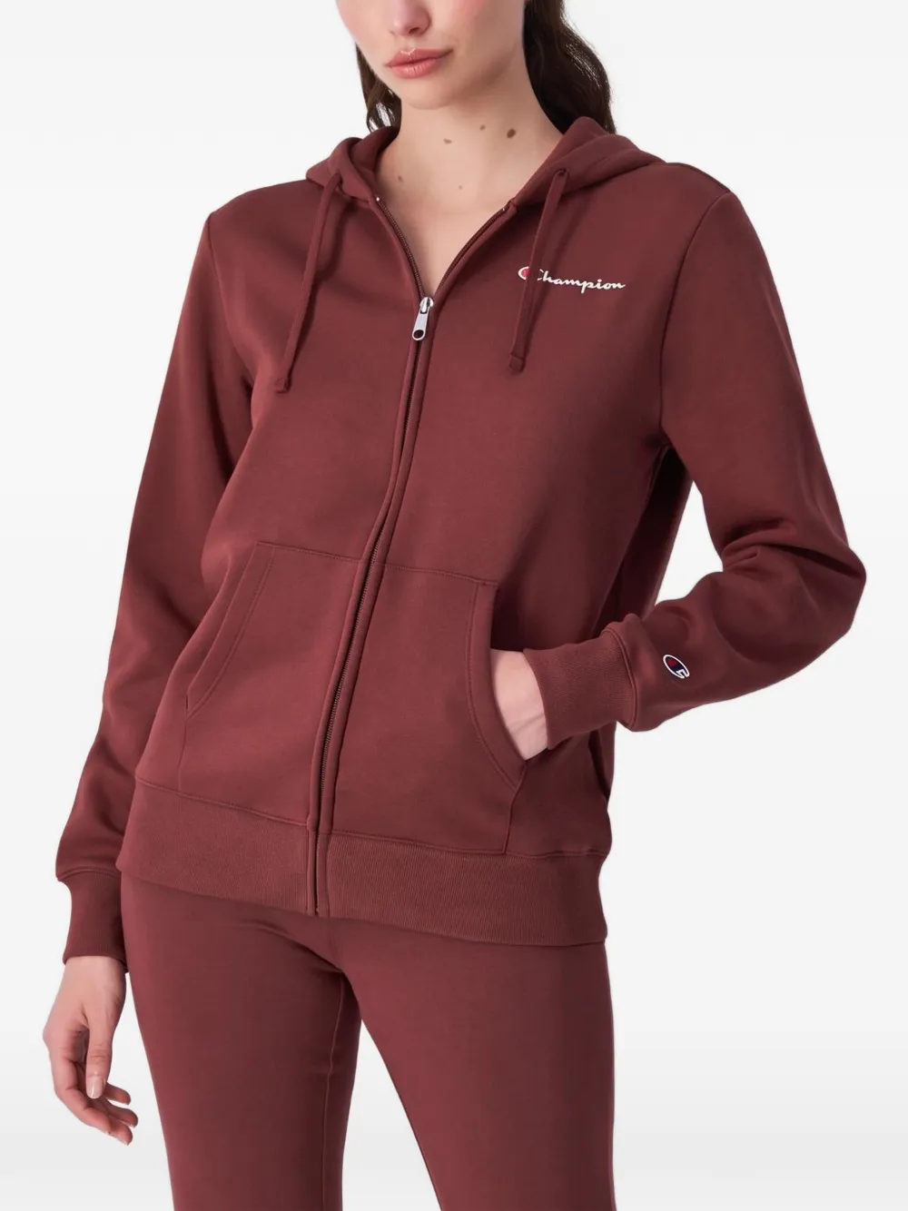 Champion zip-up cotton hoodie Rood