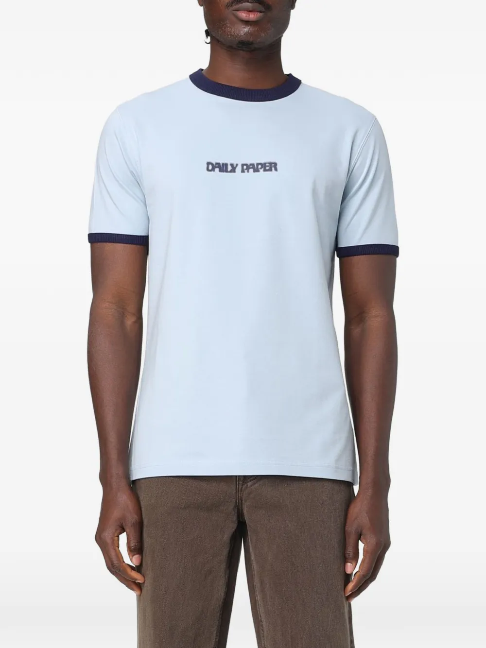 Daily Paper logo-print ringer T-shirt Blauw