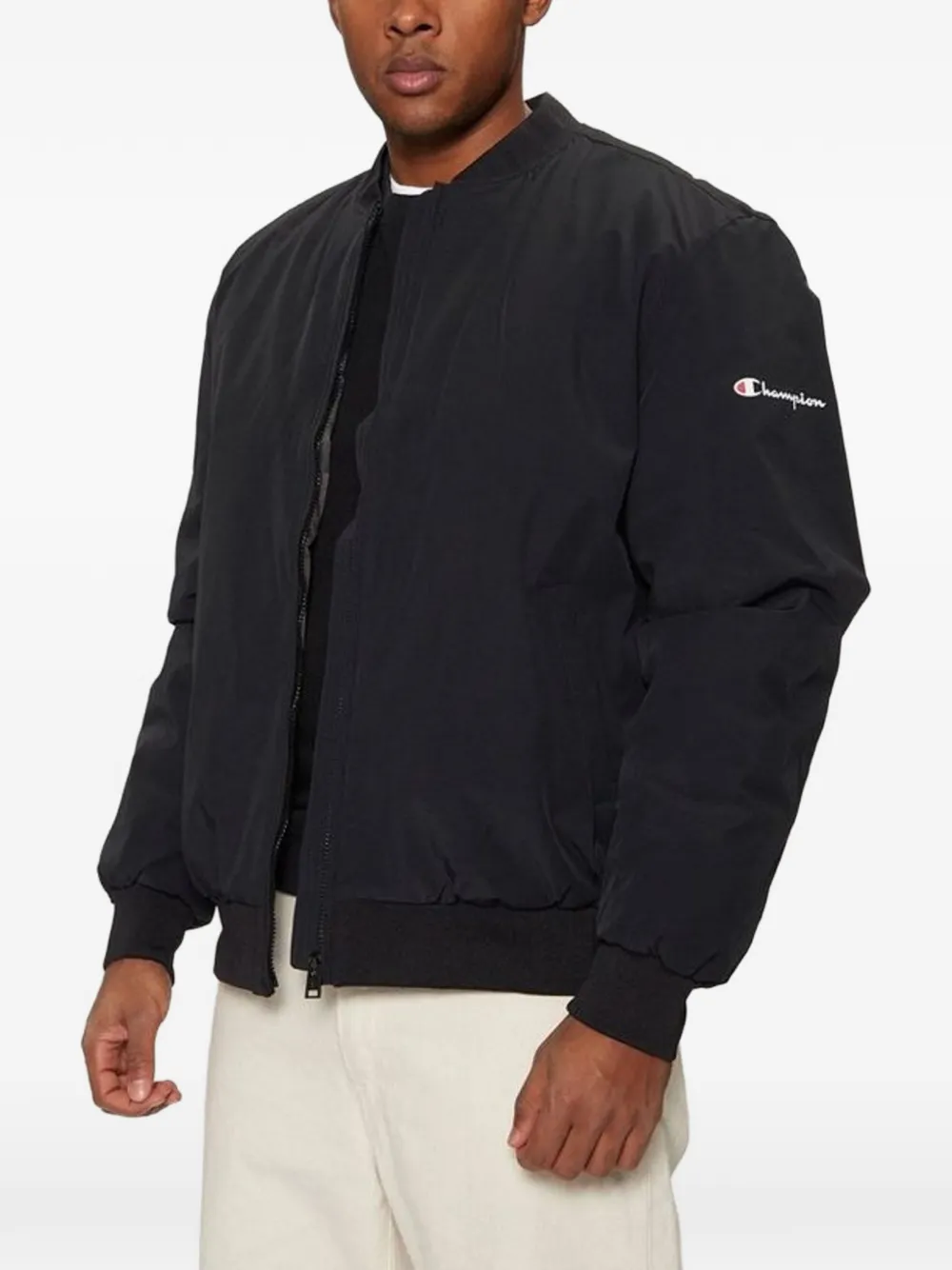 Champion logo-print bomber jacket - Schwarz