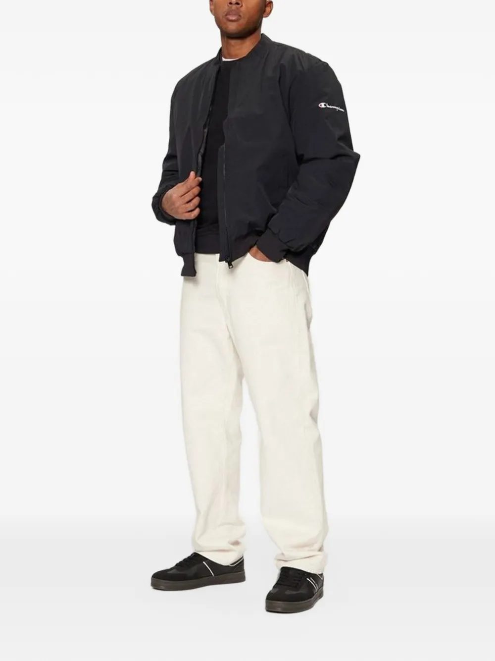 Champion logo-print bomber jacket Zwart