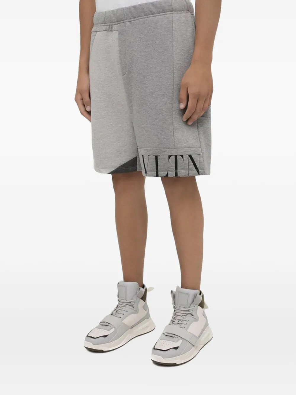 Valentino Garavani VLTN logo-print patchwork shorts Grijs
