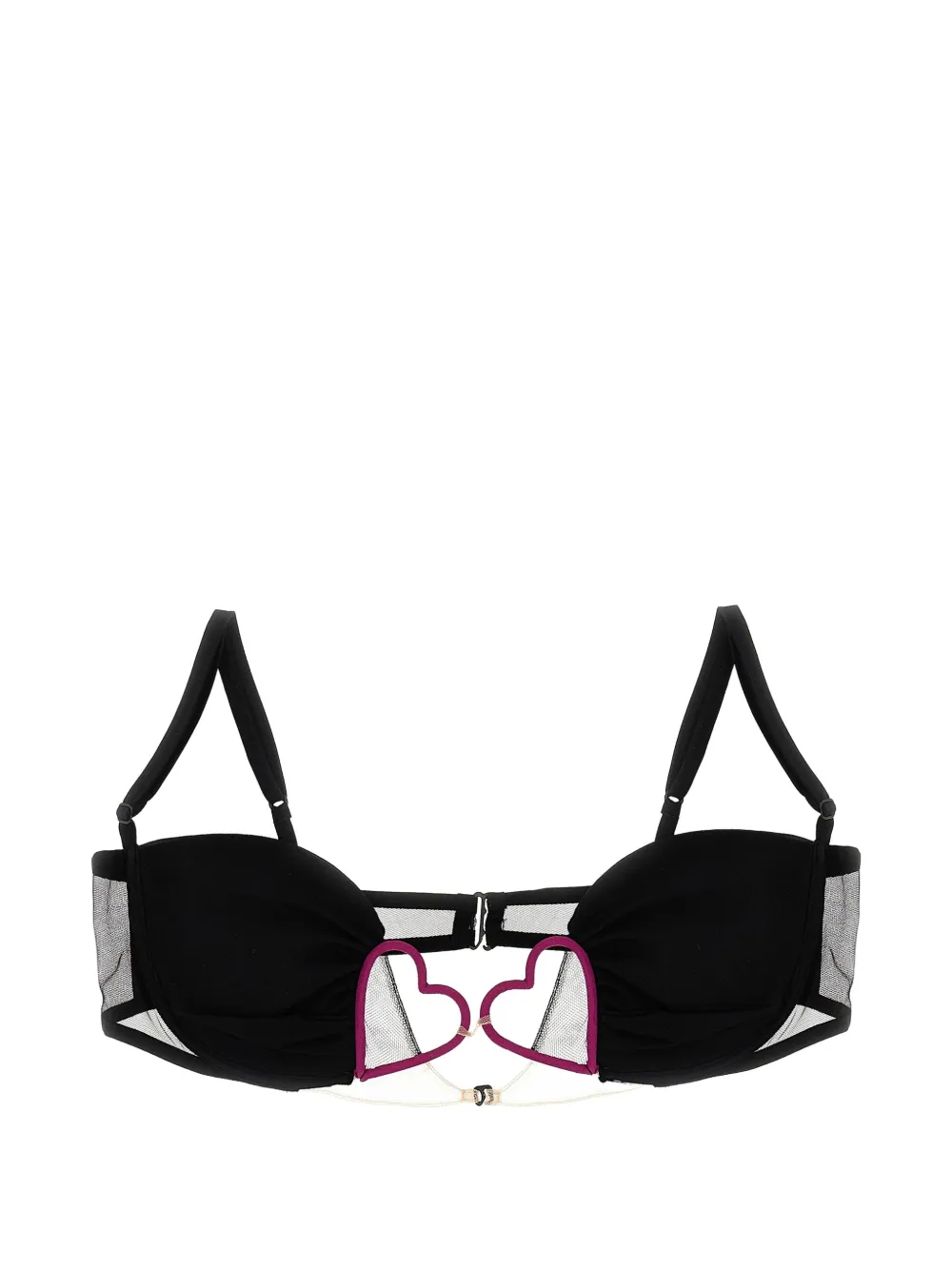 Nensi Dojaka Reggiseno con motivo a cuore e inserti in rete - Nero