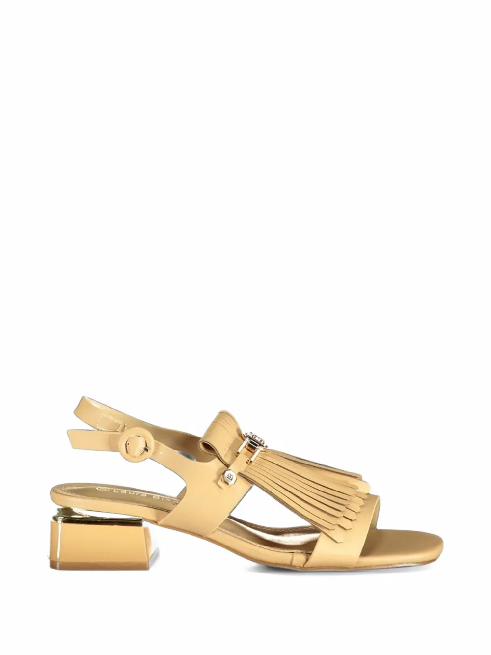 Laura Biagiotti fringed logo-plaque sandals - Toni neutri