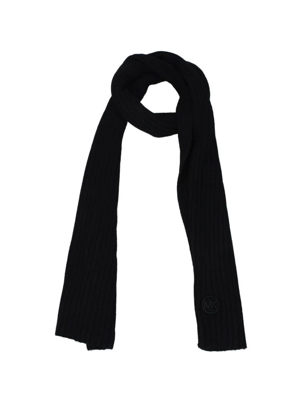 Michael Kors ribbed logo-patch scarf Zwart