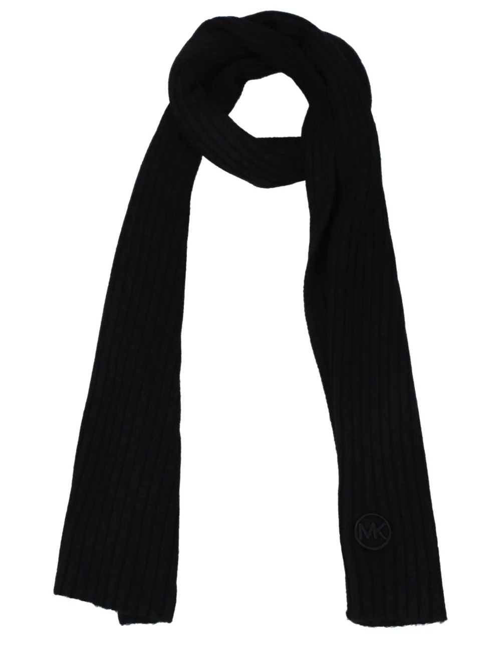 Michael Kors ribbed logo-patch scarf Zwart