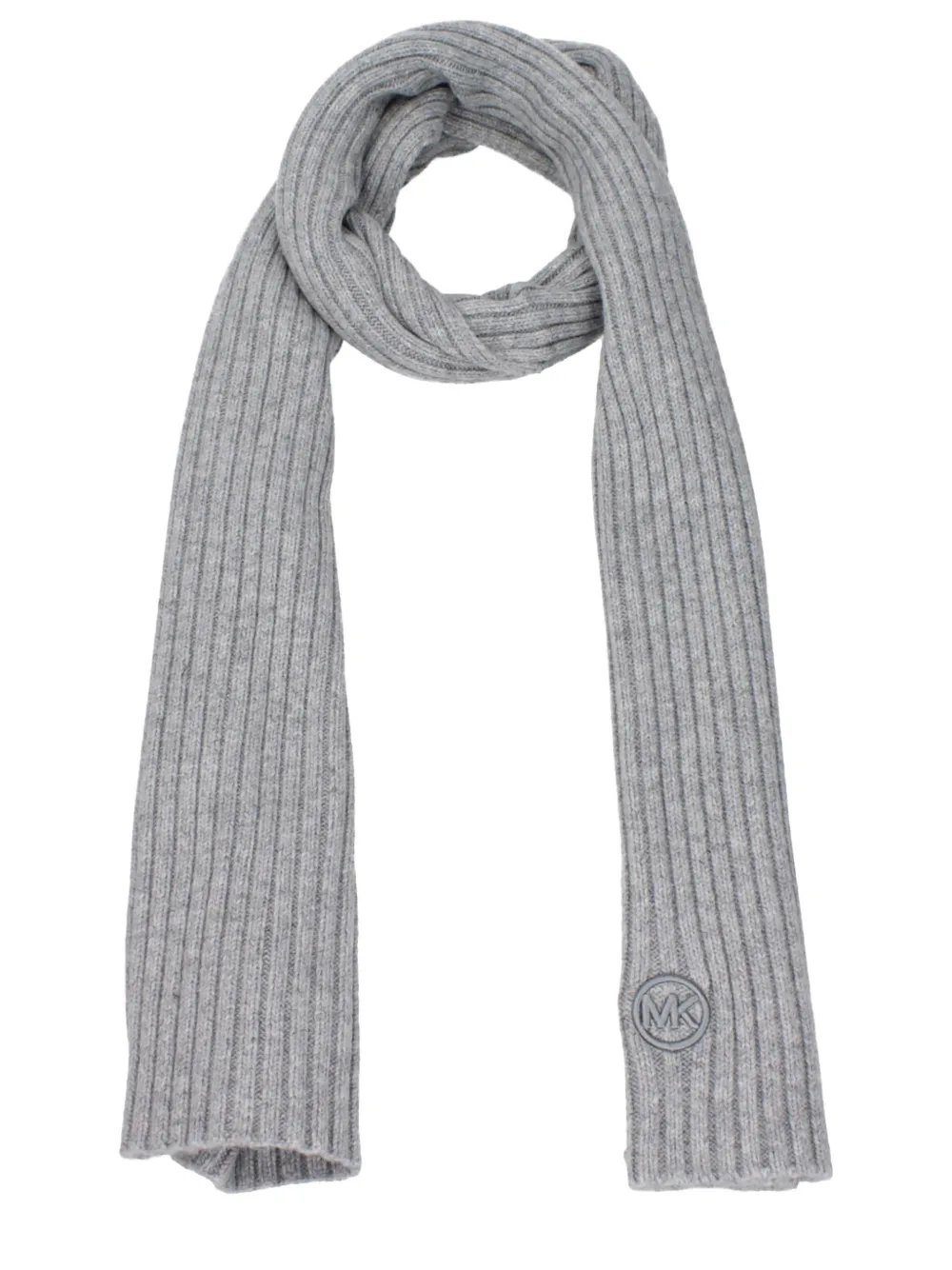 Michael Kors ribbed-knit logo-patch scarf Grijs